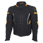 büse rocca textiel motorjas oranje voorkant